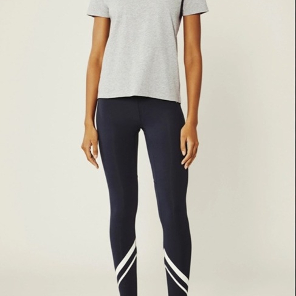 Tory Sport Blue and White Leggings with Chevron Stripes